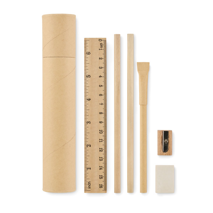 Zestaw pismienniczy w tubie MO2514-13 - Bezowy
