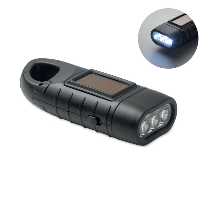 Latarka solarna z korba dynamo MO2540-03 - Czarny