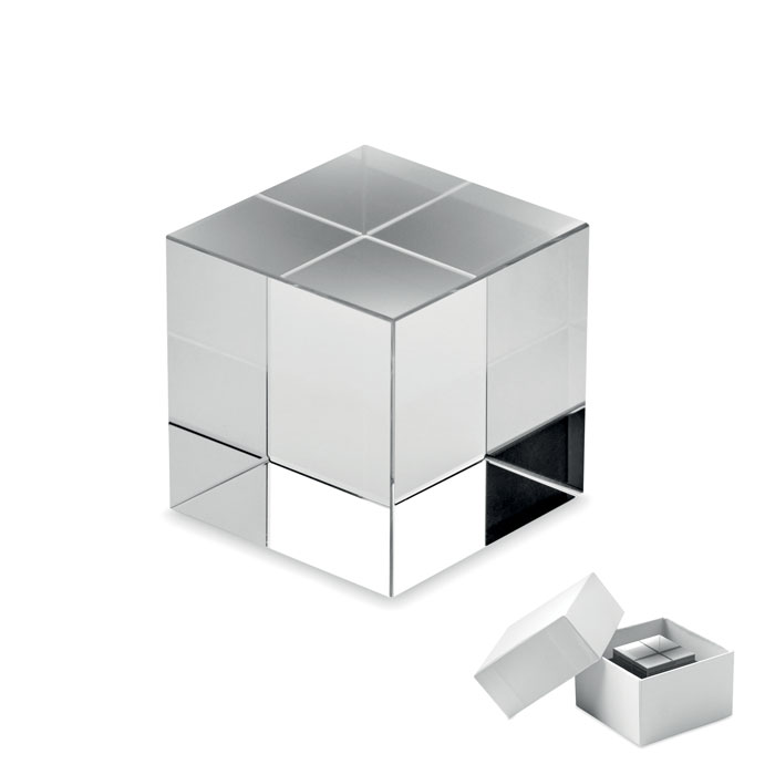 Szklana satuetka szescian MO2656-22 - Przezroczysty
