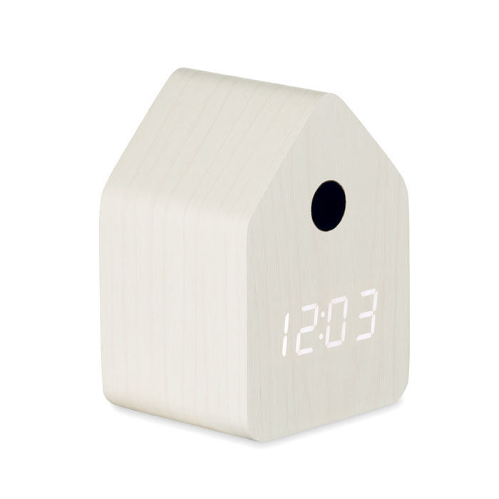 Budzik z kukulka z plyty MDF MO2730-06 - Bialy