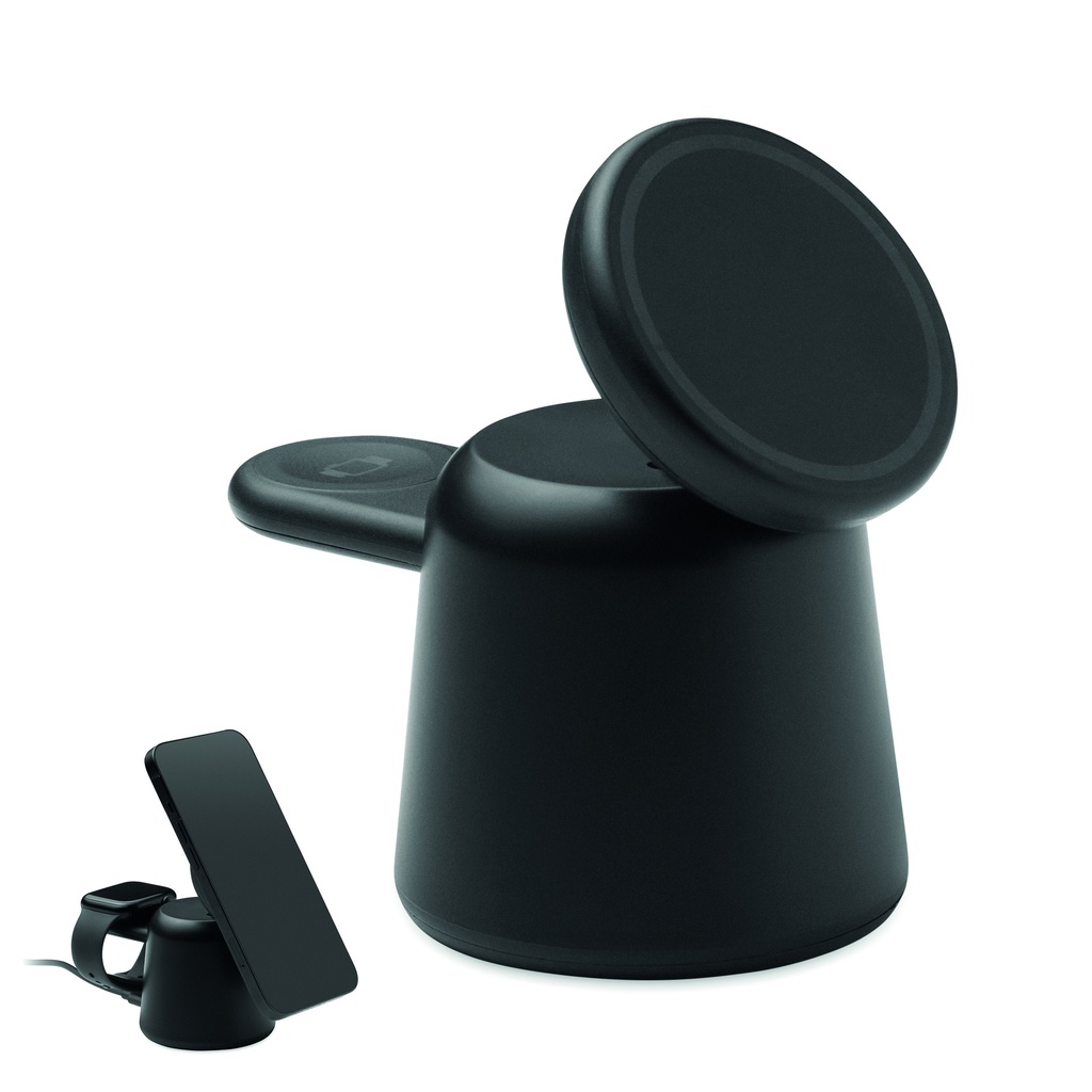 Ładowarka bezprzew 3 w 1, 15 W - Czarny