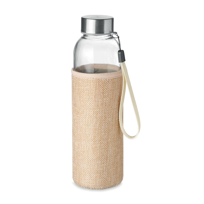 Szklana butelka w etui 500ml - Bezowy