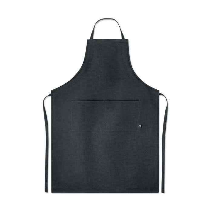 Fartuch regulowany z konopi MO6164-03 - Czarny