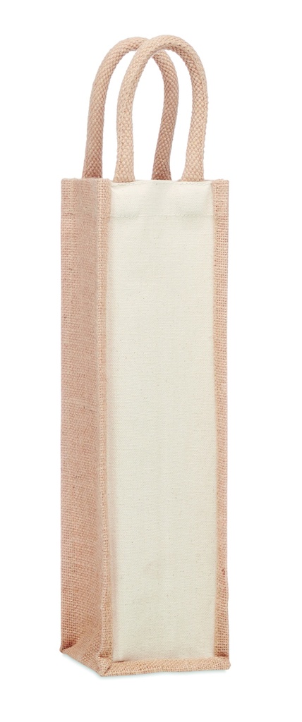 Jutowa torba na wino/1 butelka - Bezowy