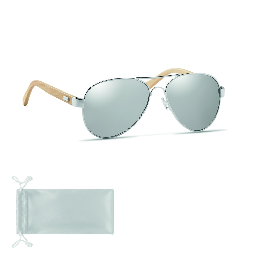 Bambusowe okulary przeciwslon. MO6450-17 - Srebrny Blyszczacy