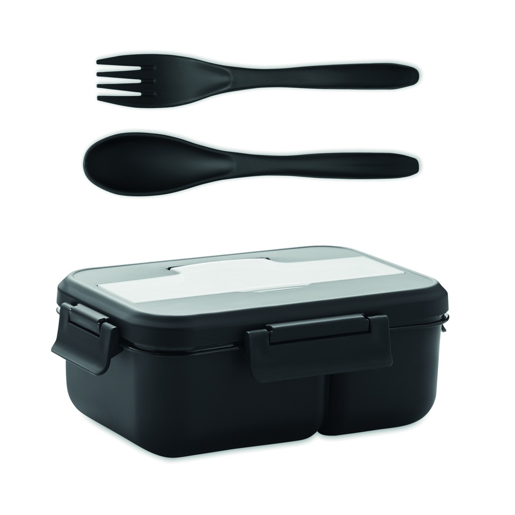 Lunch box ze sztuccami z PP MO6646-03 - Czarny