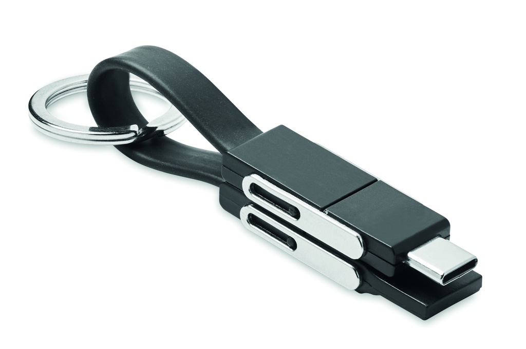 Brelok z kablem ladujacym 4w1 MO6820-03 - Czarny