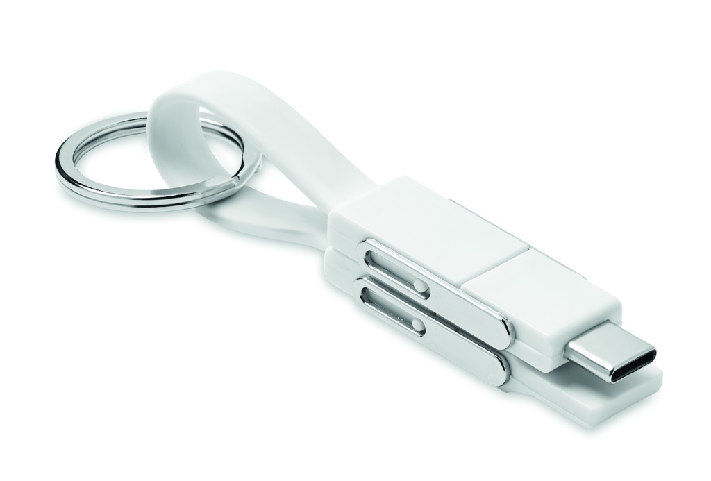 Brelok z kablem ladujacym 4w1 MO6820-06 - Bialy