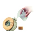 Bambusowy wodny zegar LCD - Przezroczysty Szary