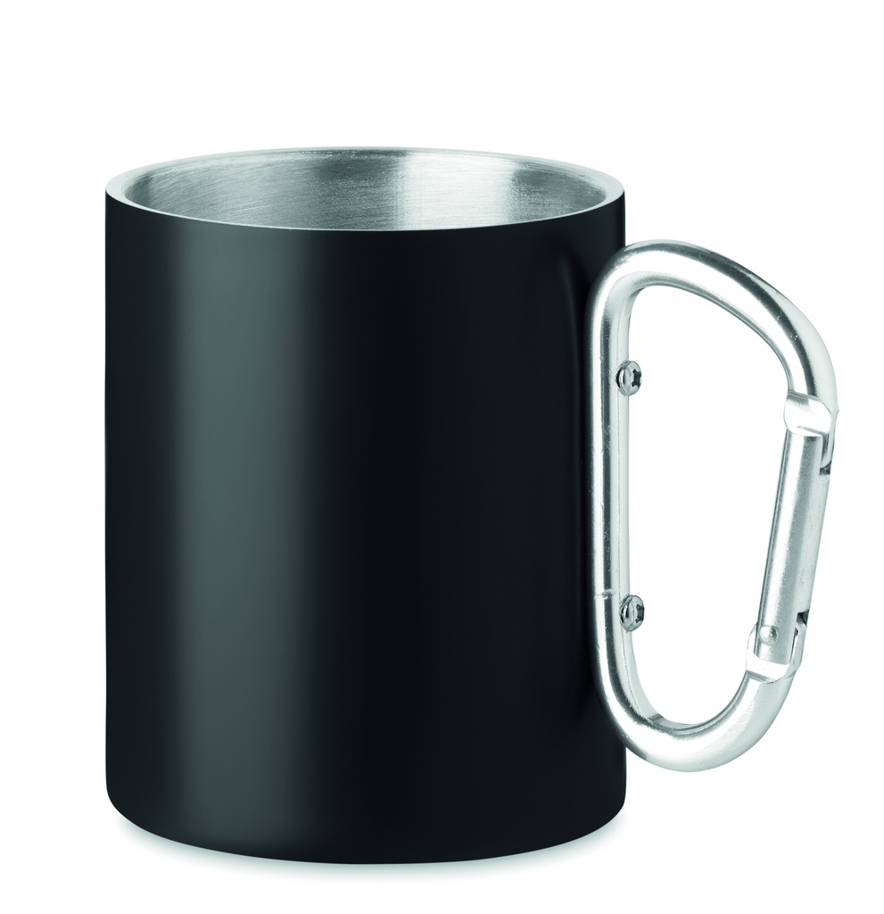 Metalowy dwuscienny kubek300ml MO6873-03 - Czarny