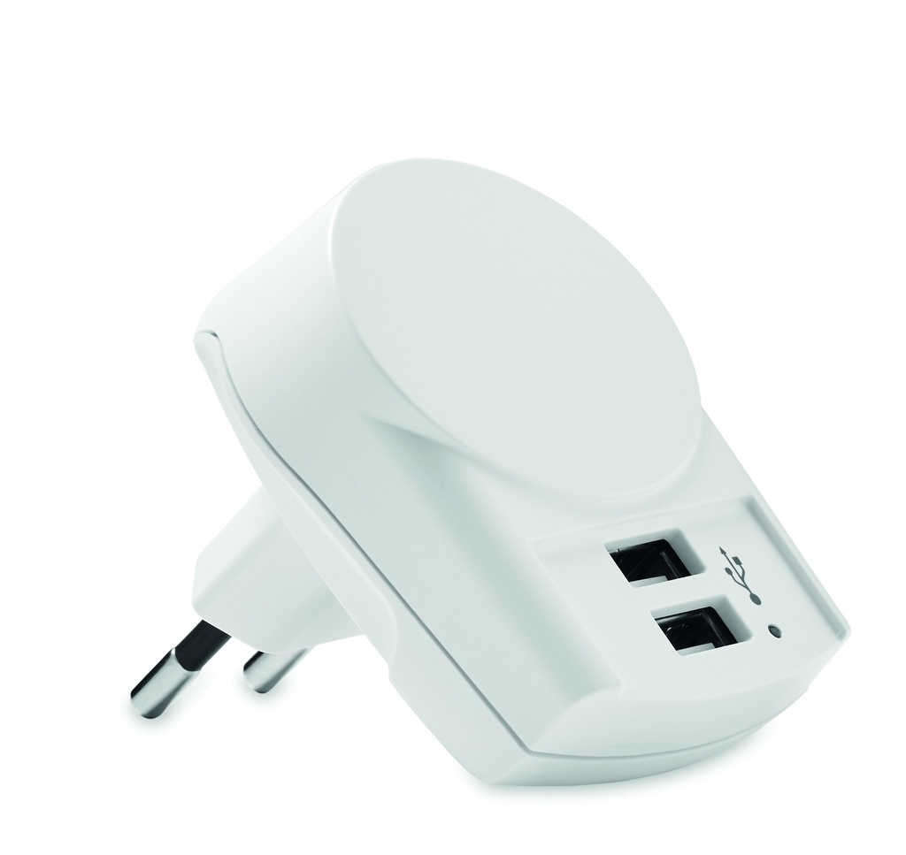Ladowarka Euro USB (2xA) 12W MO6882-06 - Bialy