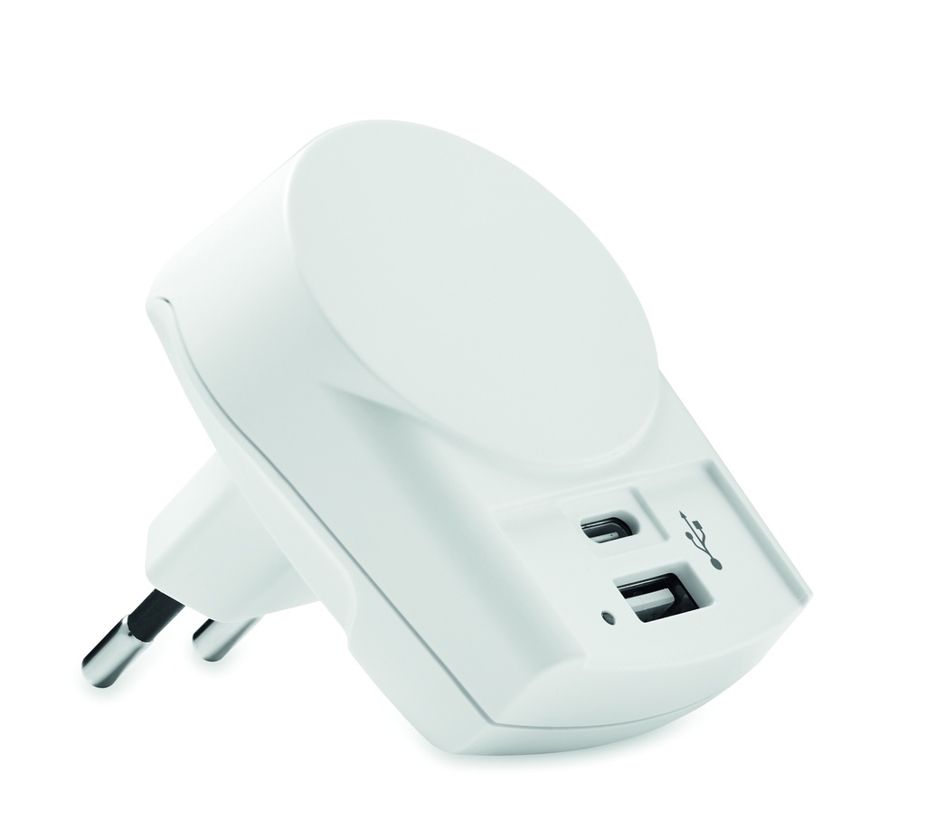 Ladowarka Euro USB (AC) 27W MO6883-06 - Bialy