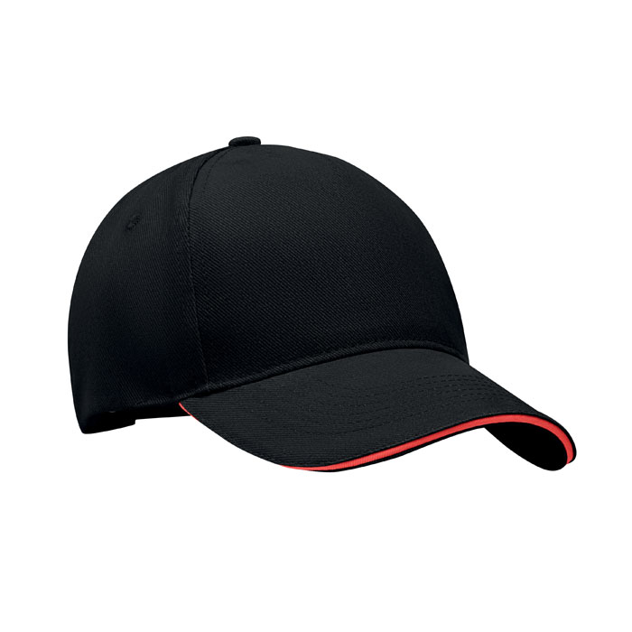 5-panel czapka z daszkiem 260 MO6875-83 - Czarny/Czerwony