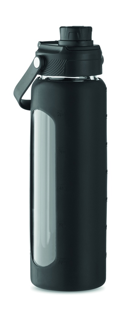 Szklana butelka w etui 750 ml - Czarny