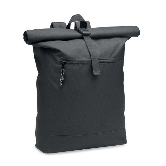 Plecak 600D RPET typu rolltop MO6998-03 - Czarny