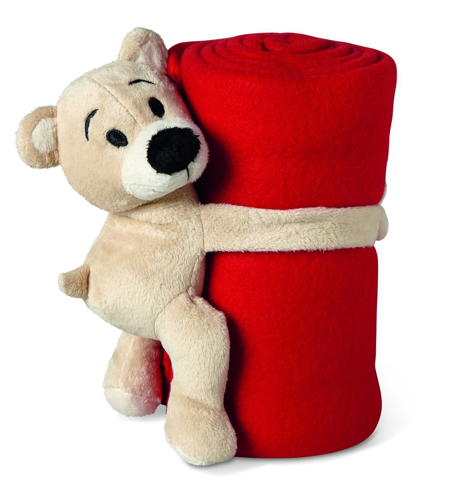 Koc polarowy z misiem. MO8252-05 - Czerwony