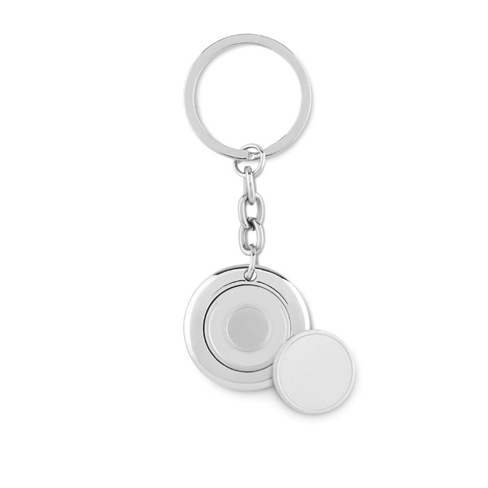 Brelok z zetonem MO9289-17 - Srebrny Blyszczacy