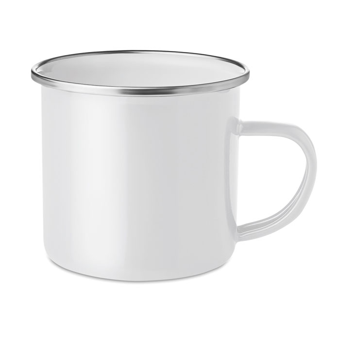 Metalowy kubek, warstwa emalii MO9756-06 - Bialy