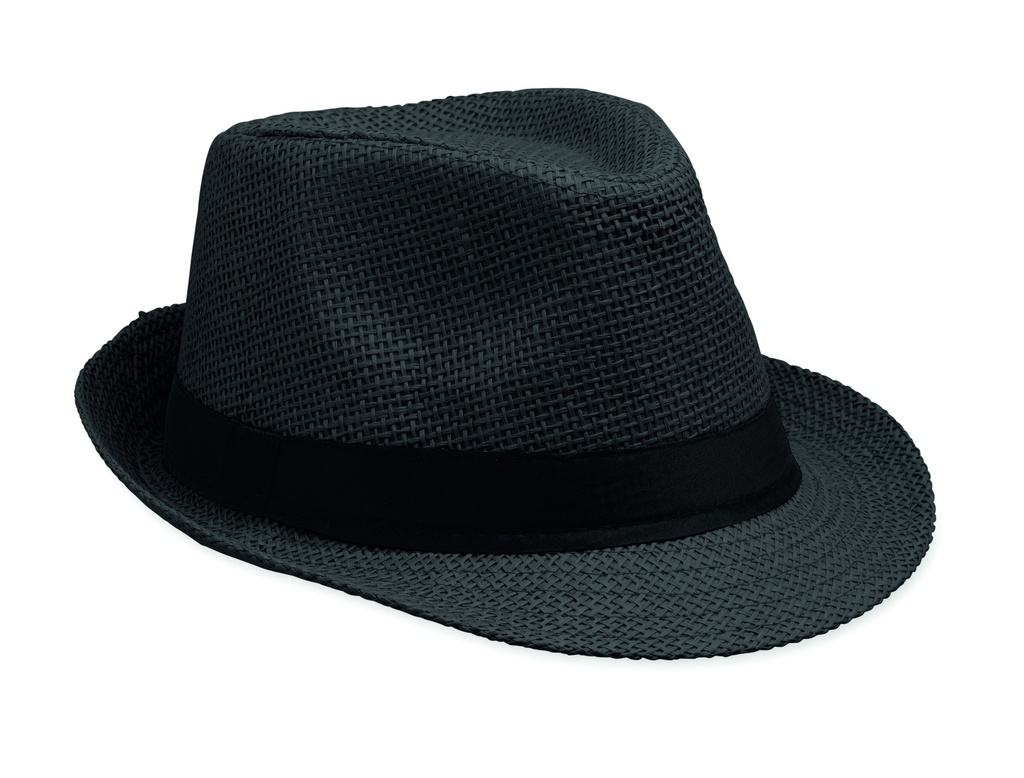 Papierowy kapelusz słomkowy - Czarny