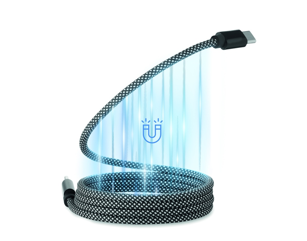 Pleciony kabel magnetycznyRPET - Bialy/Czarny