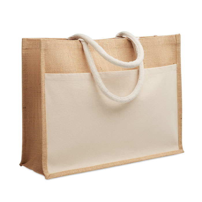 Jutowa torba na zakupy MO2858-13 - Bezowy