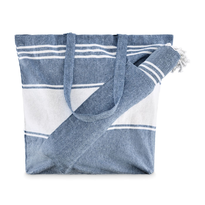 Torba plazowa i recznik hammam MO2954-04 - Niebieski