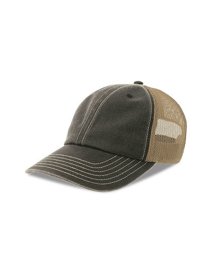 Czapka z Daszkiem Niestrukturalna Barwiona Pigmentem AT6006 - Black & Khaki