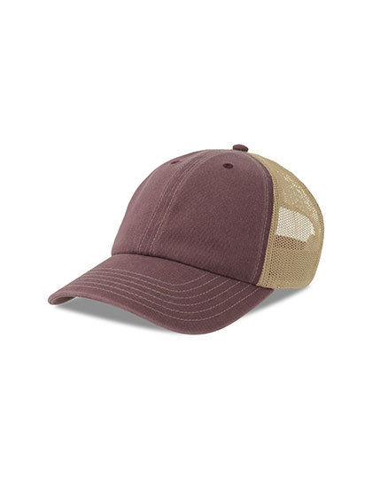 Czapka z Daszkiem Niestrukturalna Barwiona Pigmentem AT6006 - Burgundy & Khaki