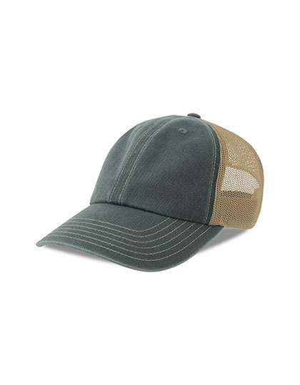Czapka z Daszkiem Niestrukturalna Barwiona Pigmentem AT6006 - Navy & Khaki