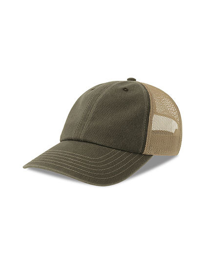 Czapka z Daszkiem Niestrukturalna Barwiona Pigmentem AT6006 - Olive & Khaki