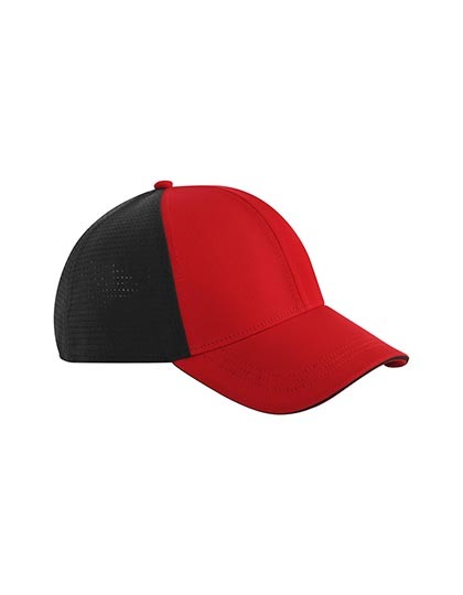 Czapka Z Daszkiem 6 Panelowa Odprowadzajaca Wilgoc Siatkowa CB165 - Red & Black