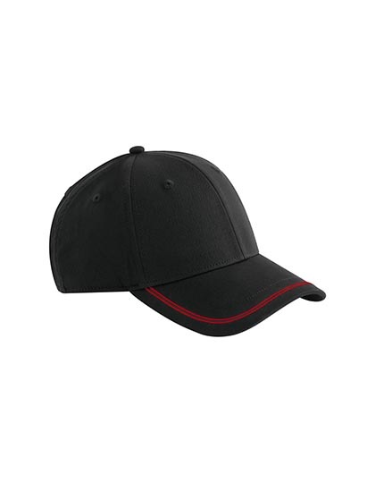 Czapka 6-panelowa Poliester z Recyklingu Odprowadzajaca Wilgoc CB166R - Black & Red