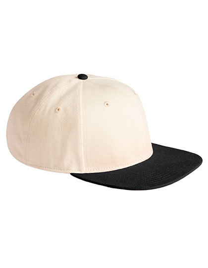Czapka 6-panelowa prana bawelna kontrastowe detale CB662 - Natural & Black