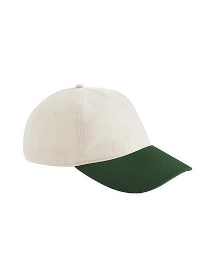 Czapka Niestrukturyzowana 5 Panelowa Bawelniana Twill CB67 - Natural & Forest Green