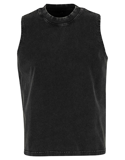 Koszulka bez rękawów Oversize Bawełniana Vintage BY429 - Black