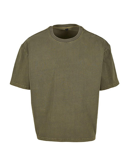 Koszulka Croppowana Oversize Bawelniana Vintage Wash BY435 - Warm Khaki