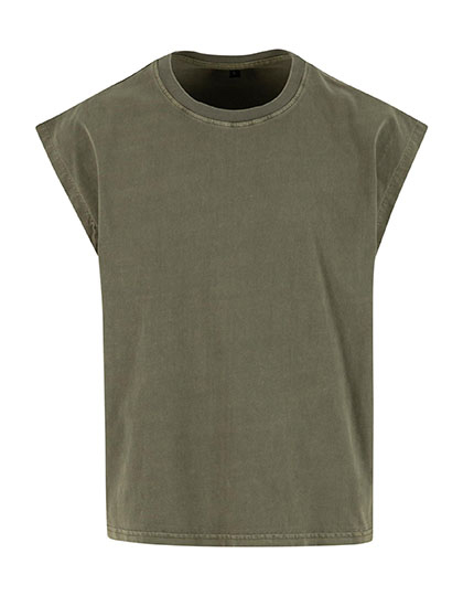 Koszulka Bezrekawnik Oversize Bawelniana Vintage Wash BY436 - Warm Khaki