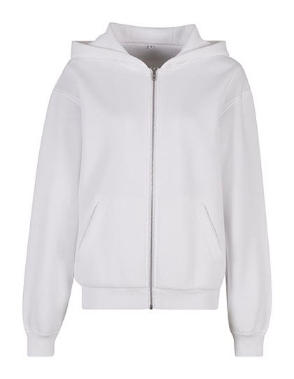 Bluza Rozpinana z Kapturem Luzny Kroj Bawelna Poliester BY445 - White