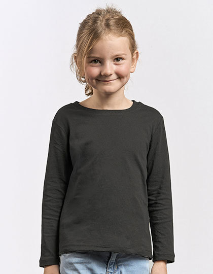Koszulka Dziecieca z Dlugim Rekawem Bawelniana Czesana E409K - Black