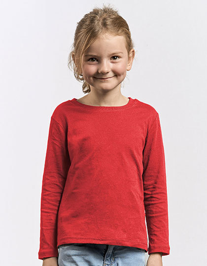 Koszulka Dziecieca z Dlugim Rekawem Bawelniana Czesana E409K - Fire Red