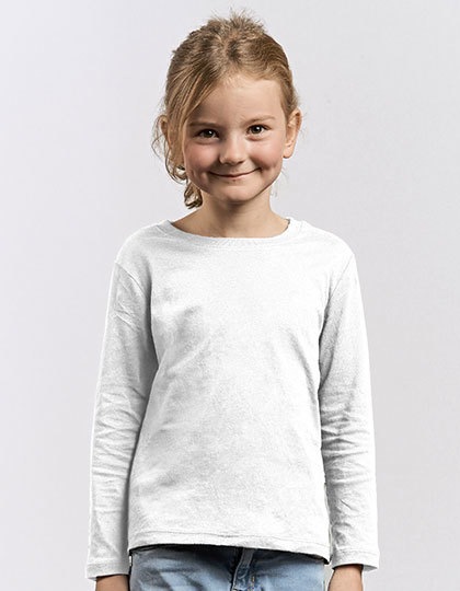 Koszulka Dziecieca z Dlugim Rekawem Bawelniana Czesana E409K - White