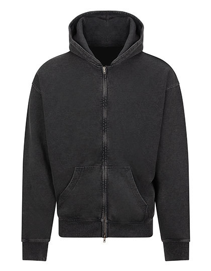 Bluza Oversize Bawelniana Poliestrowa Z Zamkiem JH185 - Washed Black