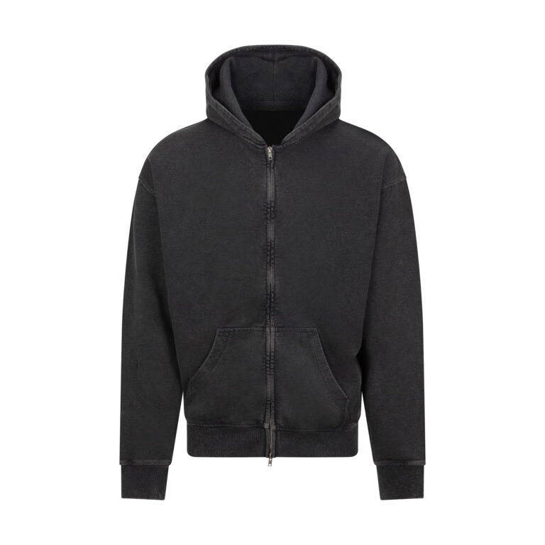 Bluza Oversize Bawelniana Poliestrowa Z Zamkiem JH185 - Washed Black