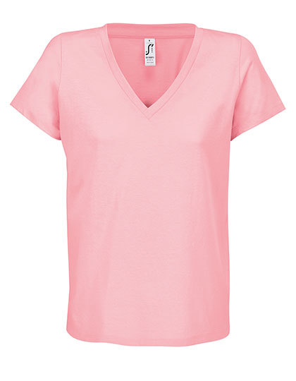 Koszulka V-Neck Bawelniana L04766 - Candy Pink