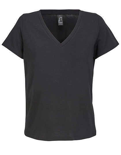 Koszulka V-Neck Bawełniana L04766 - Deep Black