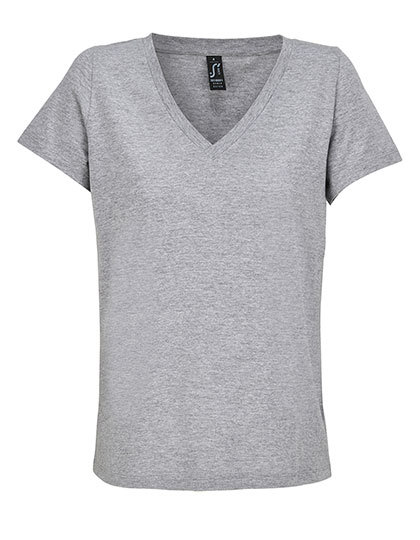 Koszulka V-Neck Bawelniana L04766 - Grey Melange