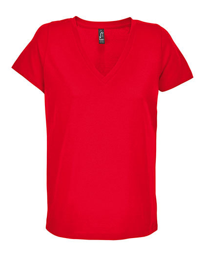Koszulka V-Neck Bawelniana L04766 - Red