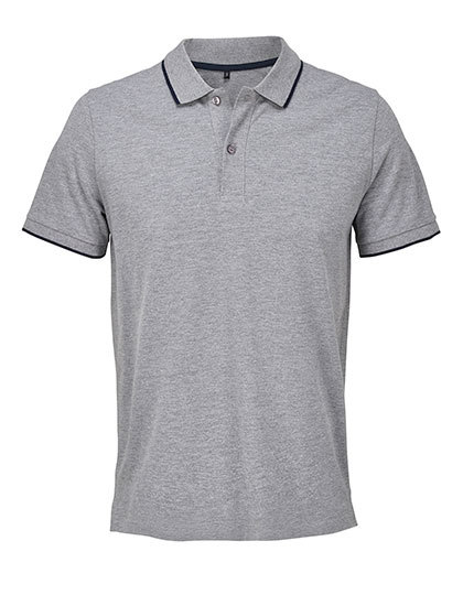 Koszulka Polo Meska Bawelniana L04769 - Grey Melange & French Navy