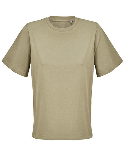 Koszulka bawełniana okrągły dekolt L04776 - Khaki