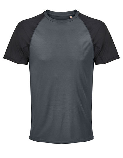 Koszulka Meska Raglanowa Oddychajaca L04787 - Black & Charcoal Grey (Solid)